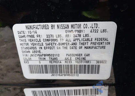 2015 Infiniti Q40 z USA, uszkodzony, nr VIN JN1CV6AP8FM502112